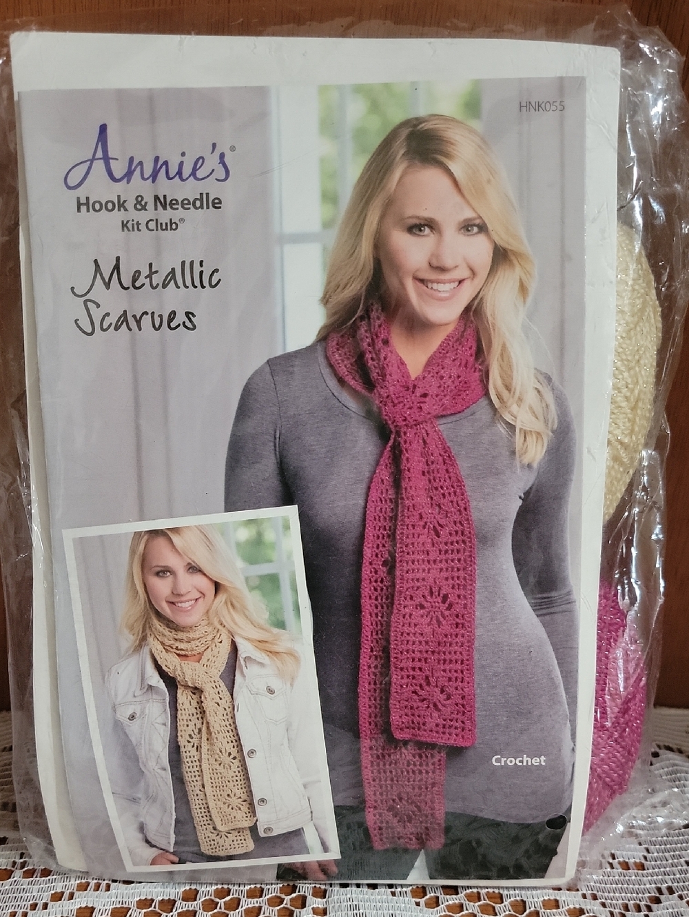 Annie Metallic Scarves Kit - Pink & Gold/Cream
